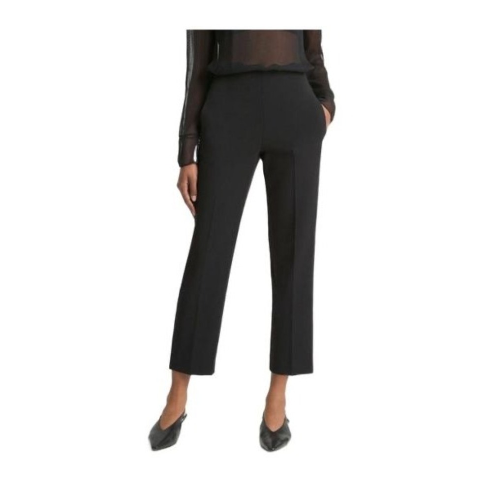 Vince Women's Black Velvet Side Stripe Cropped Straight Leg Pants XL NWT NEW
